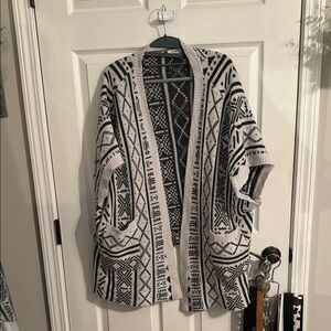 Tribal Print Open Front Cardigan